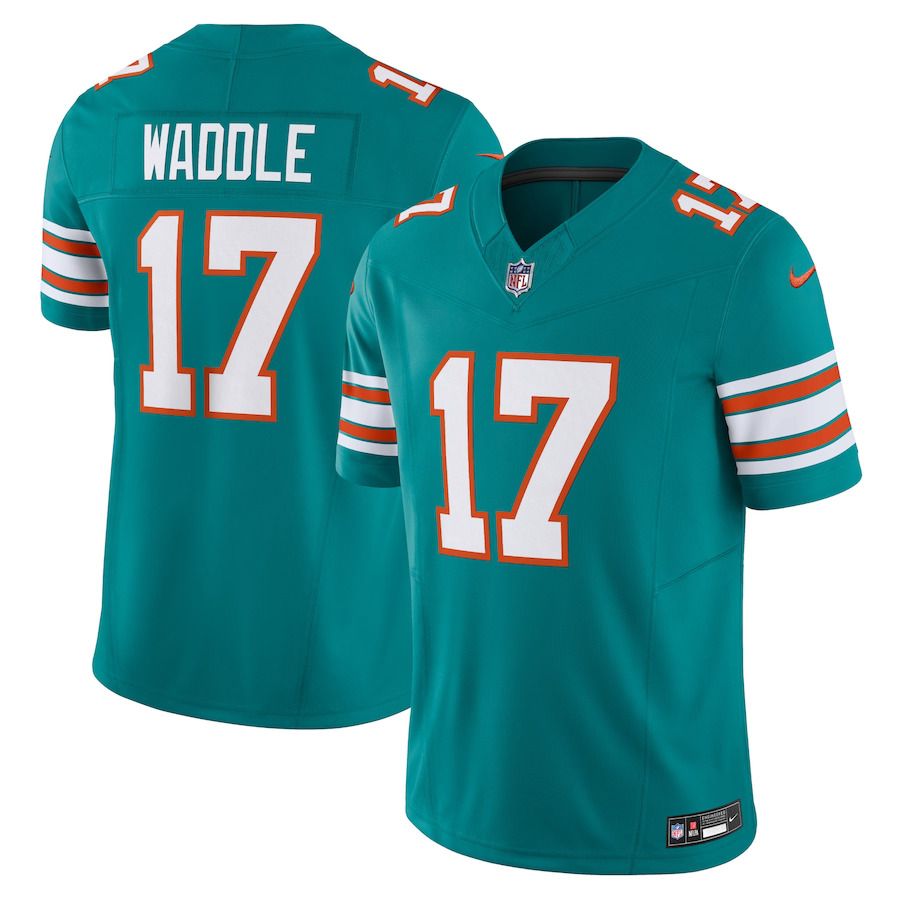 Men Miami Dolphins #17 Jaylen Waddle Nike Aqua Vapor F.U.S.E. Limited NFL Jerseys